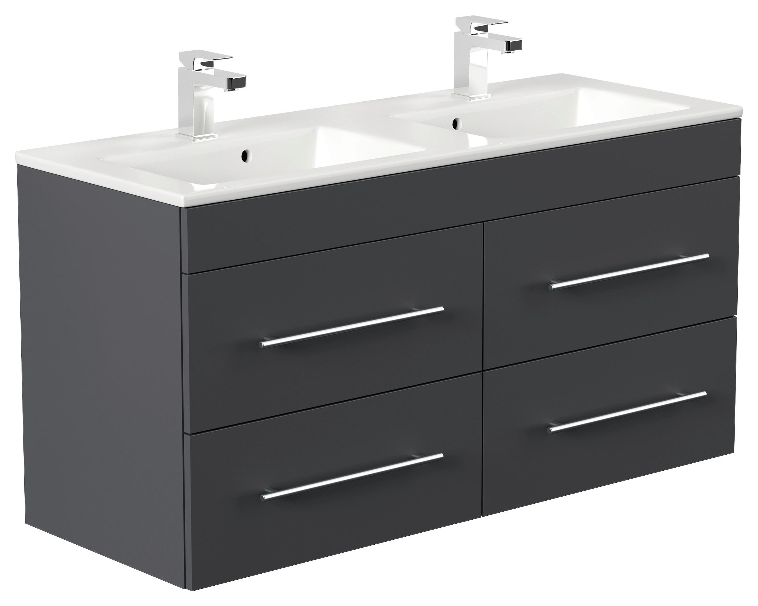 WASCHTISCHKOMBI Homeline, Graphitfarben B: 120cm - Graphitfarben/Weiß, Basics, Keramik/Holzwerkstoff (120cm) - MID.YOU