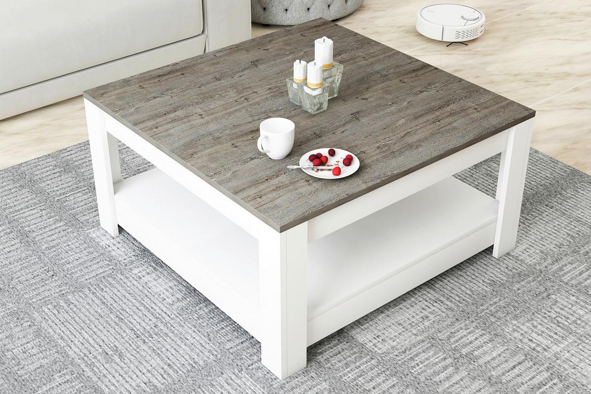 KONFERENČNÝ STOLÍK ATHENA - biela/tmavý dub, Design, kompozitné drevo (89/89/45cm) - Livetastic