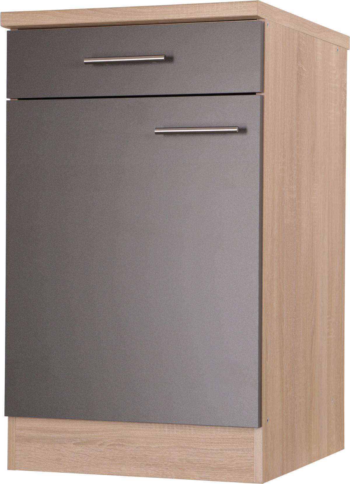 Küchenunterschrank Merle Grau, Eiche Dekor B:50cm - Eichefarben/Grau, Basics, Holzwerkstoff (50/84,8/60cm) - Respekta