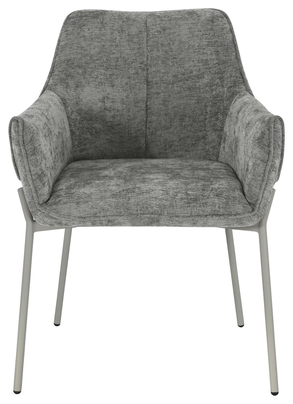 Armlehnstuhl Alea Chenille Grau, B: 62 cm - Dunkelgrau/Grau, MODERN, Holz/Textil (62/83/62cm) - MID.YOU