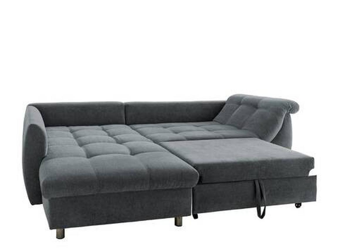 Rohová sedačka AGIRA, levá, antracitová / modrá - modrá/barvy chromu, Design, textil/plast (190/250cm) - Livetastic