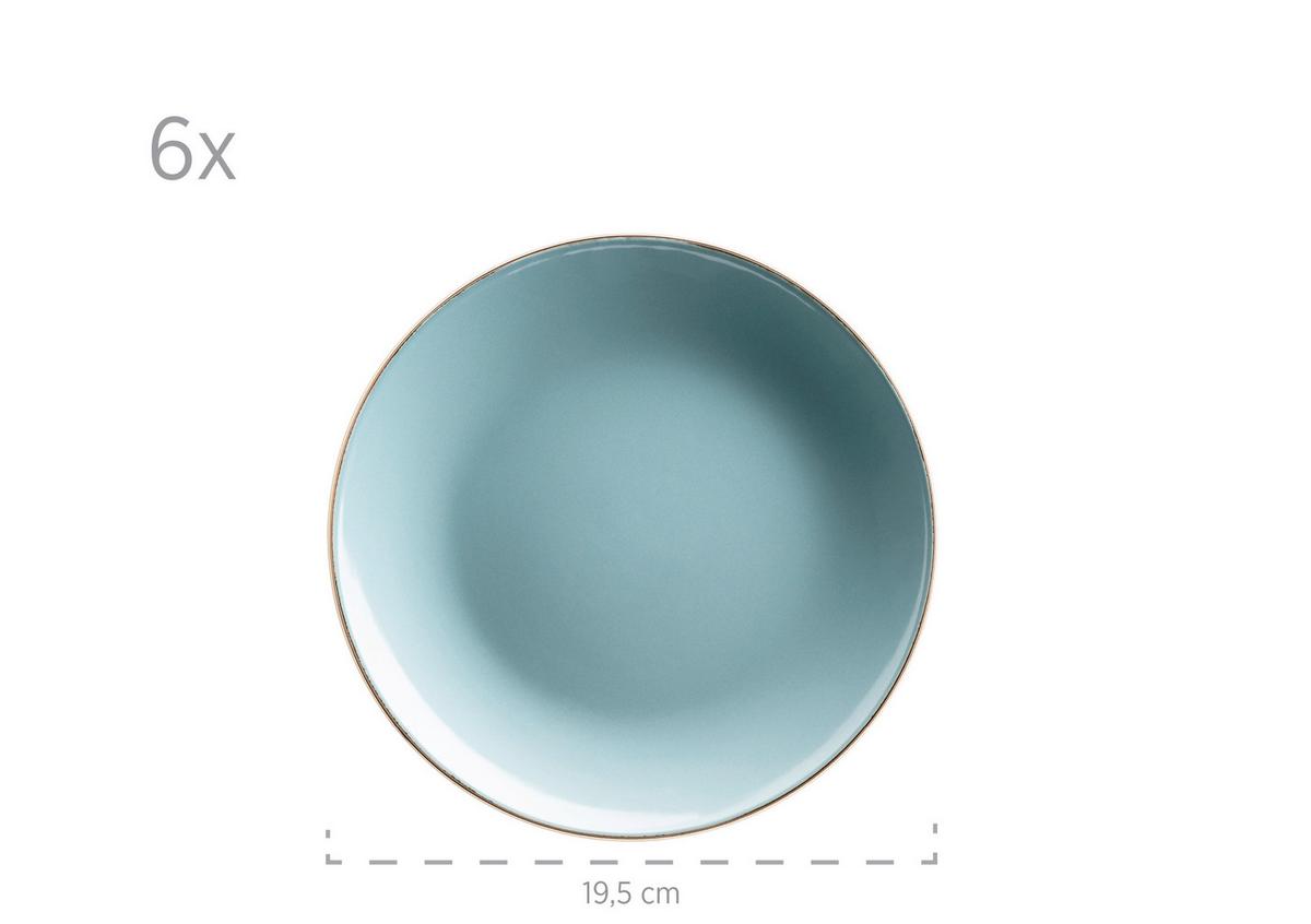 Kombiservice Metallic Rim 6 Personen Geschirr Set - Blau, Basics, Keramik (43/32,5/32cm) - Mäser