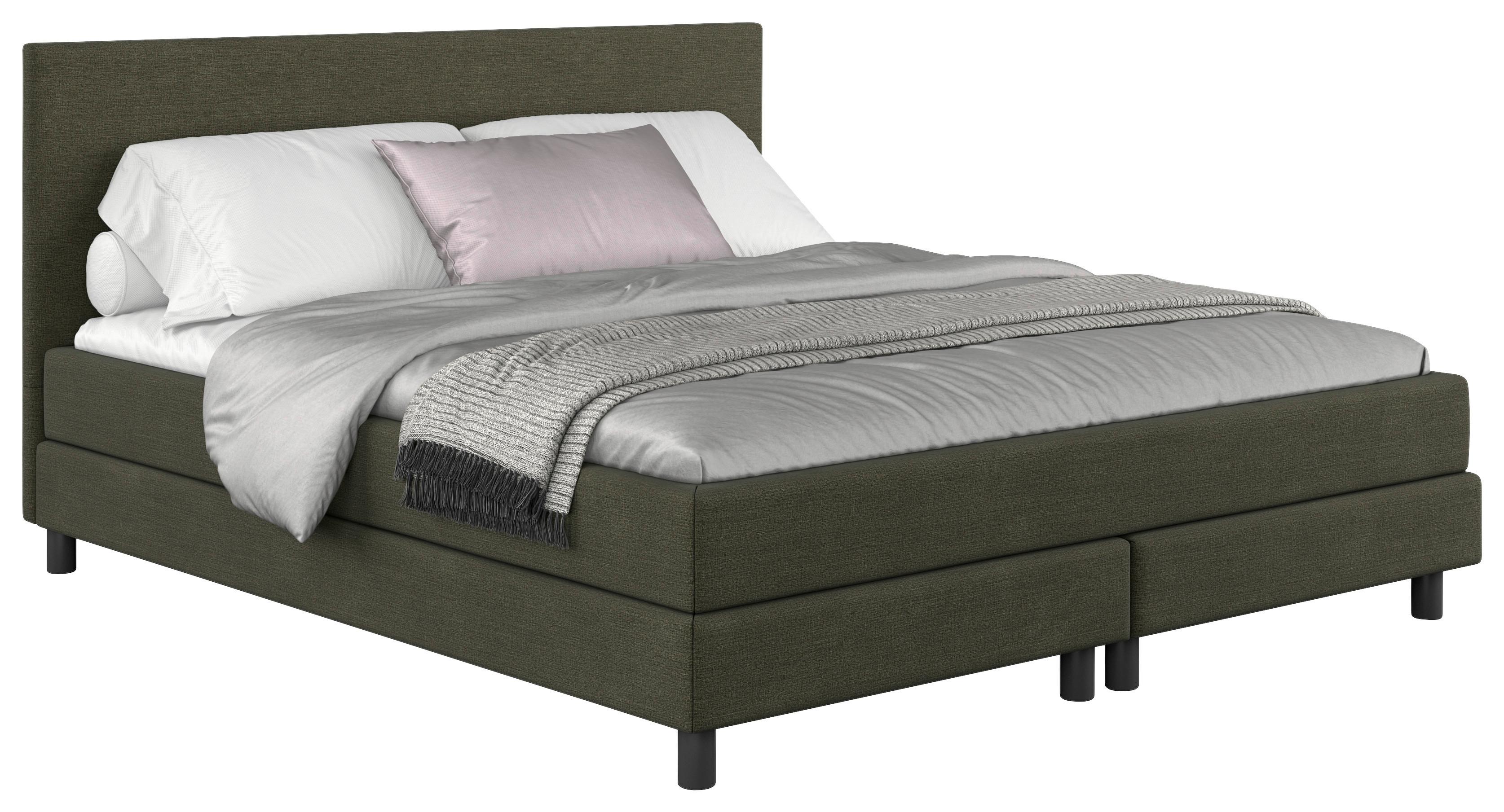 Boxbett Mit Topper 140x200 Cm Andorra - Dunkelgrün/Schwarz, MODERN, Holz/Holzwerkstoff (140/200cm) - MID.YOU