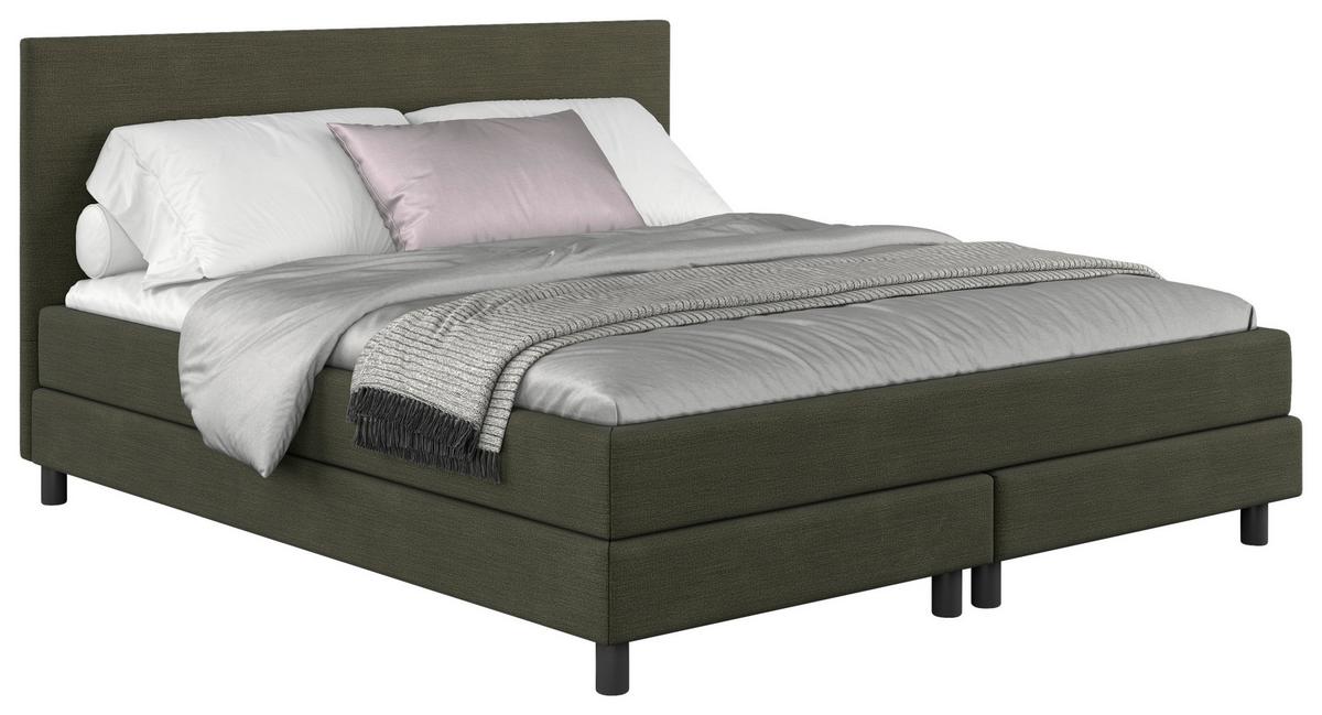 Boxbett Mit Topper 180x200 Andorra - Dunkelgrün/Schwarz, MODERN, Holzwerkstoff/Textil (180/200cm) - MID.YOU