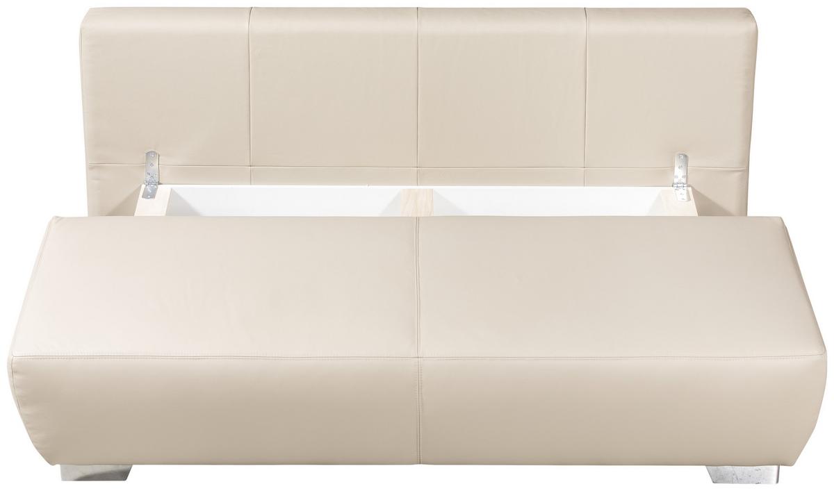 Schlafsofa Mit Kissen Nikita Leder - Chromfarben/Beige, KONVENTIONELL, Leder (195/85/90cm) - Livetastic