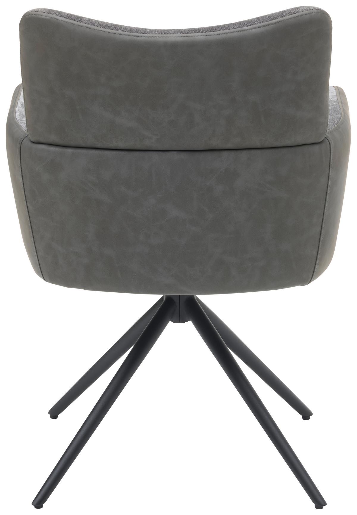 Armlehnstuhl Maja Webstoff Grau, B: 58 Cm - Schwarz/Grau, KONVENTIONELL, Textil/Metall (58/84/64cm) - MID.YOU