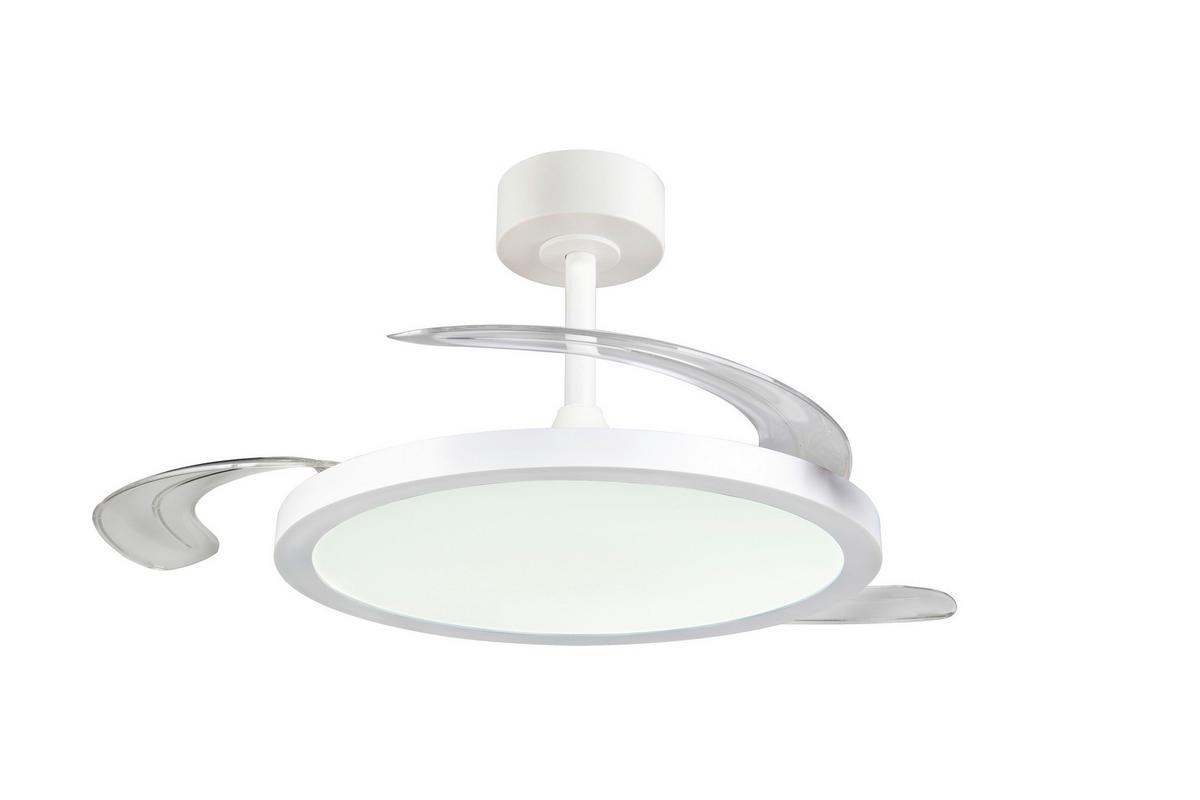 Deckenventilator Kasfjord Weiß Transparent D: 107 cm - Transparent/Weiß, KONVENTIONELL, Kunststoff/Metall (107/35cm)