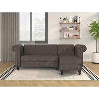 Ecksofa Firenze Dunkelbraun, mit Schlaffunktion - Dunkelbraun/Schwarz, Basics, Textil (241/154cm) - Livetastic