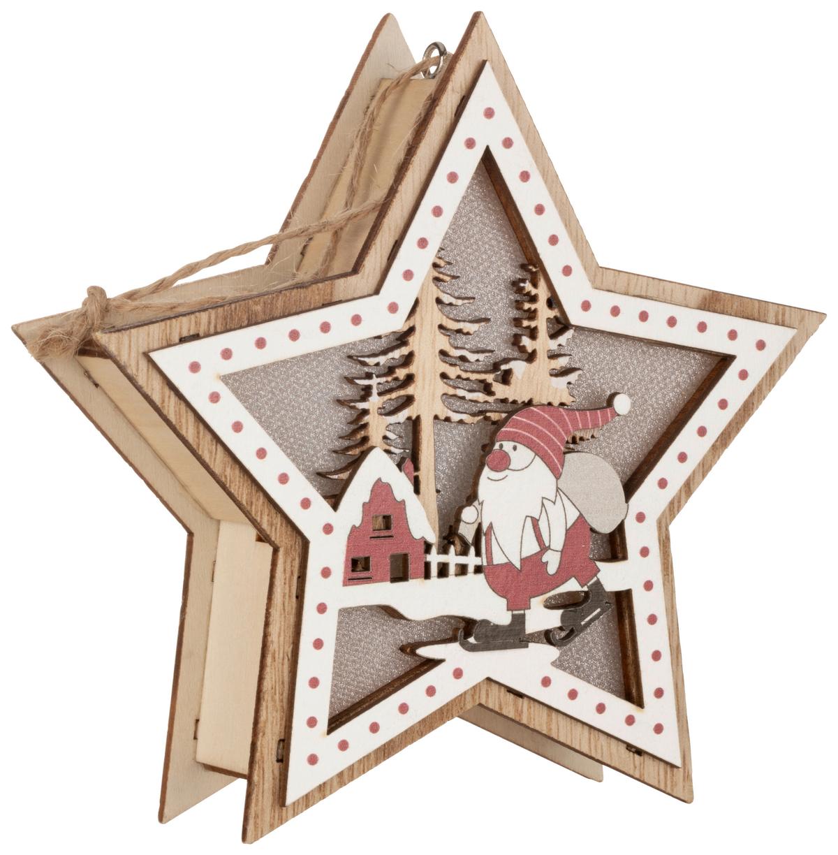 LED-Dekoleuchte Star - Rot/Schwarz, MODERN, Holz/Kunststoff (13,5/12,5/3,5cm) - James Wood