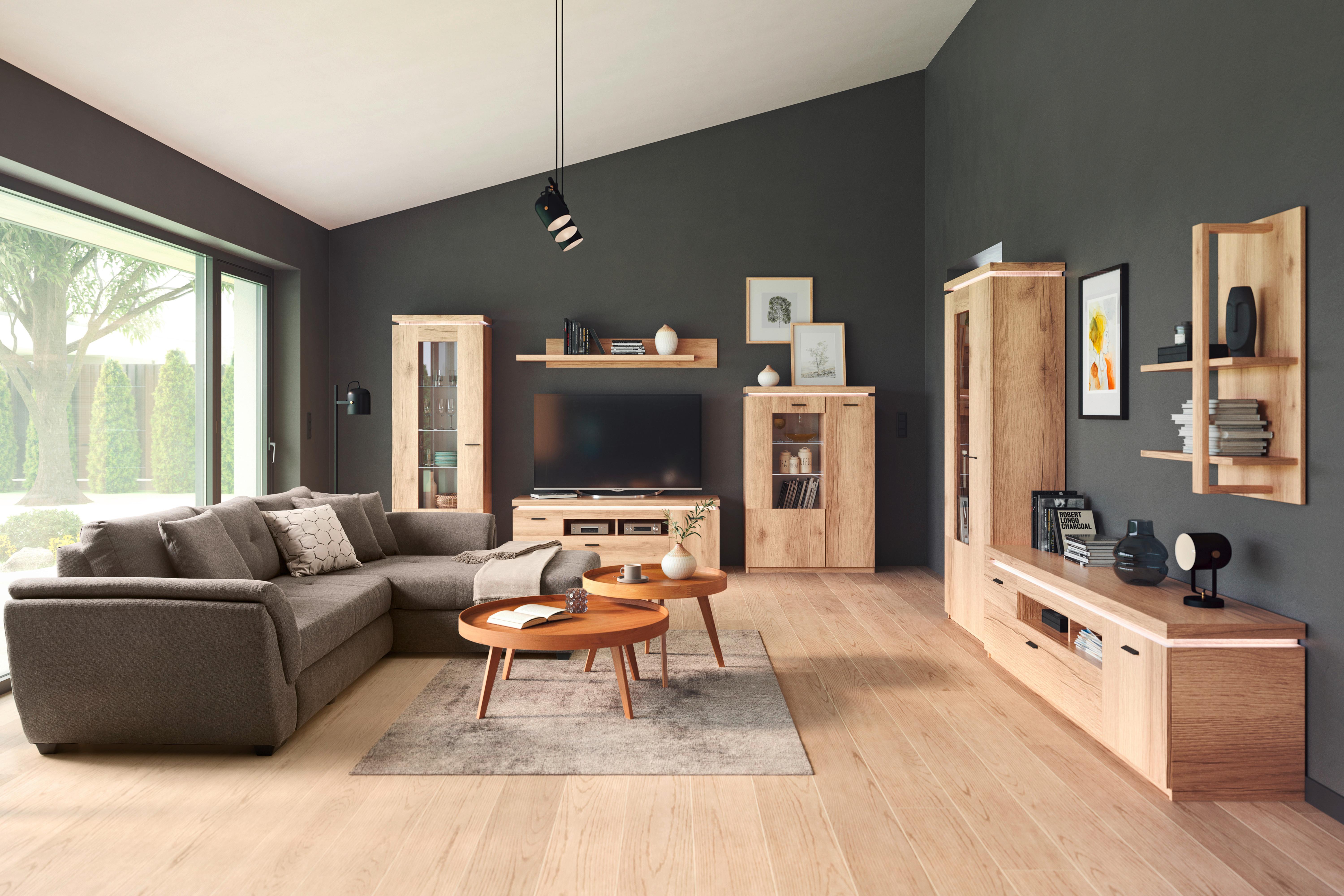 Wohnkombination VANCOUVER mit Holzdekor in Viking-Oak, 3-teilig