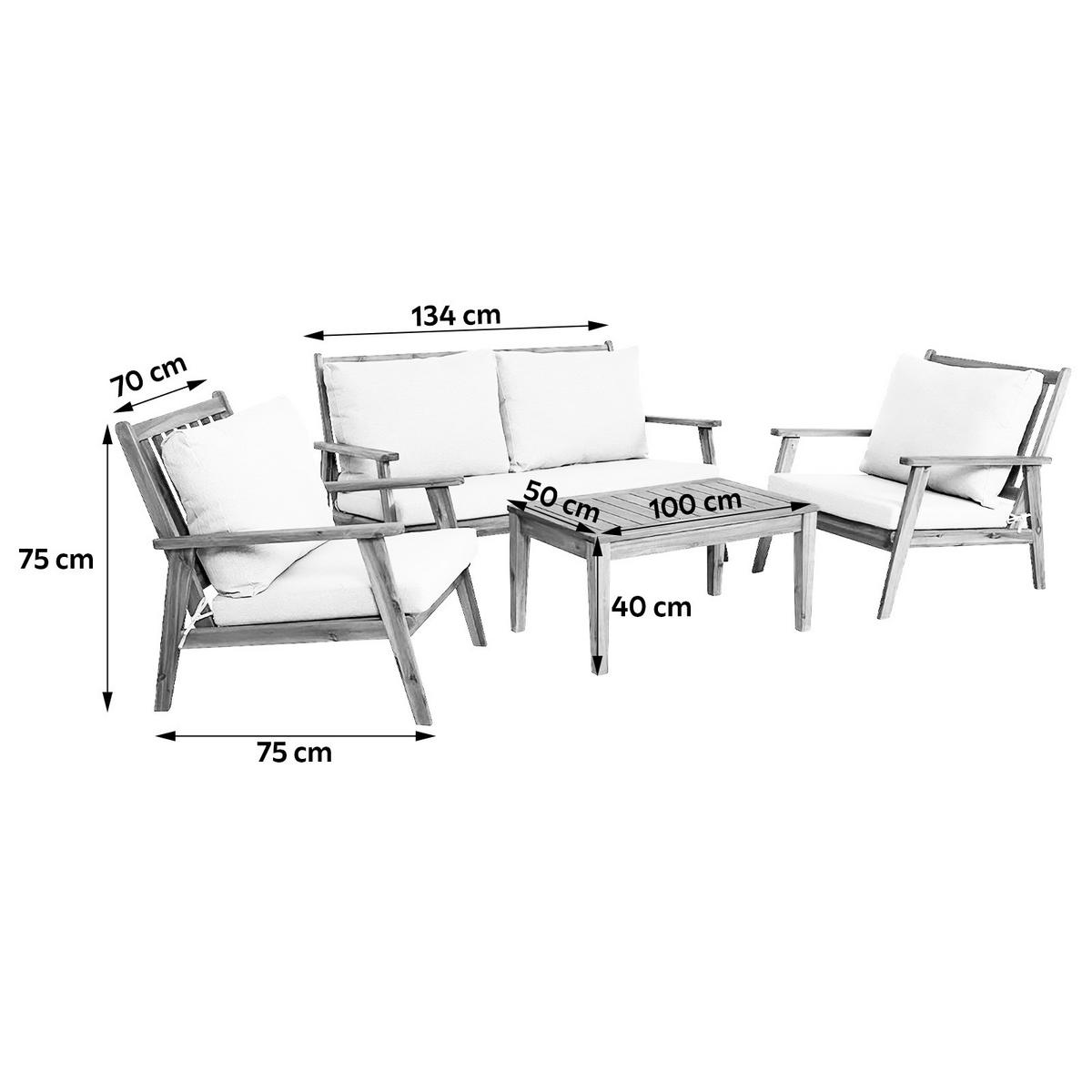 Loungegarnitur La Palma - Hellgrau/Akaziefarben, MODERN, Holz/Textil - MID.YOU