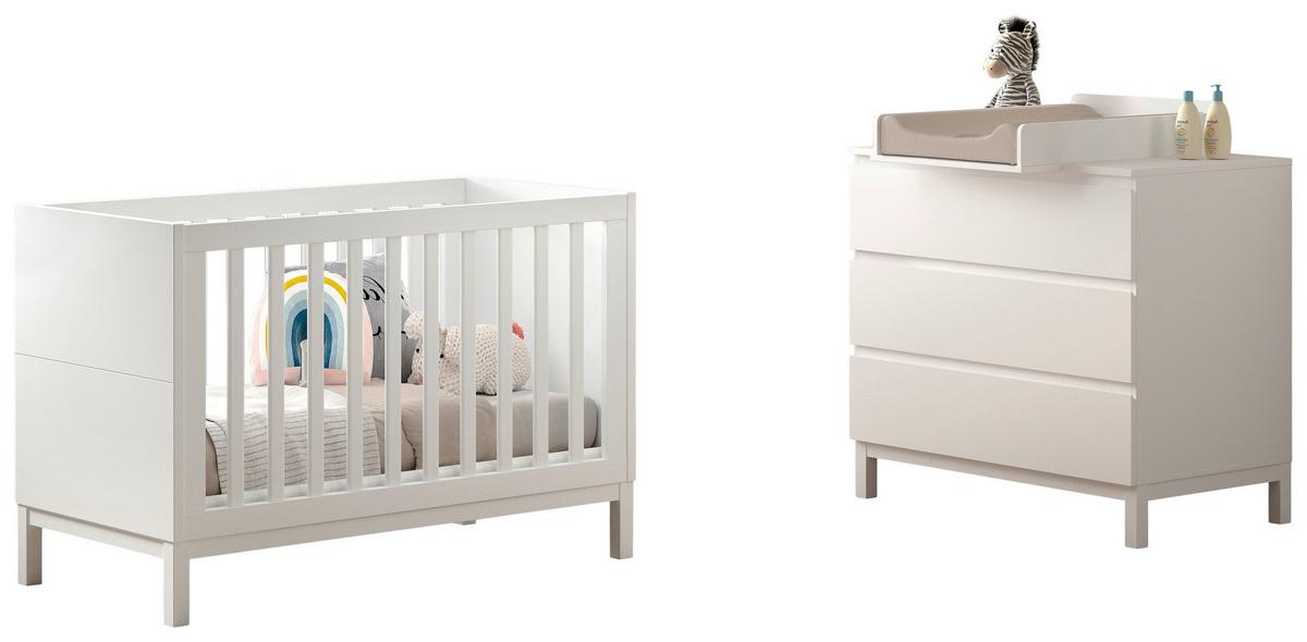 BABYZIMMER Eva Weiß 3-Teilig - Weiß, MODERN, Holz/Holzwerkstoff - Vipack