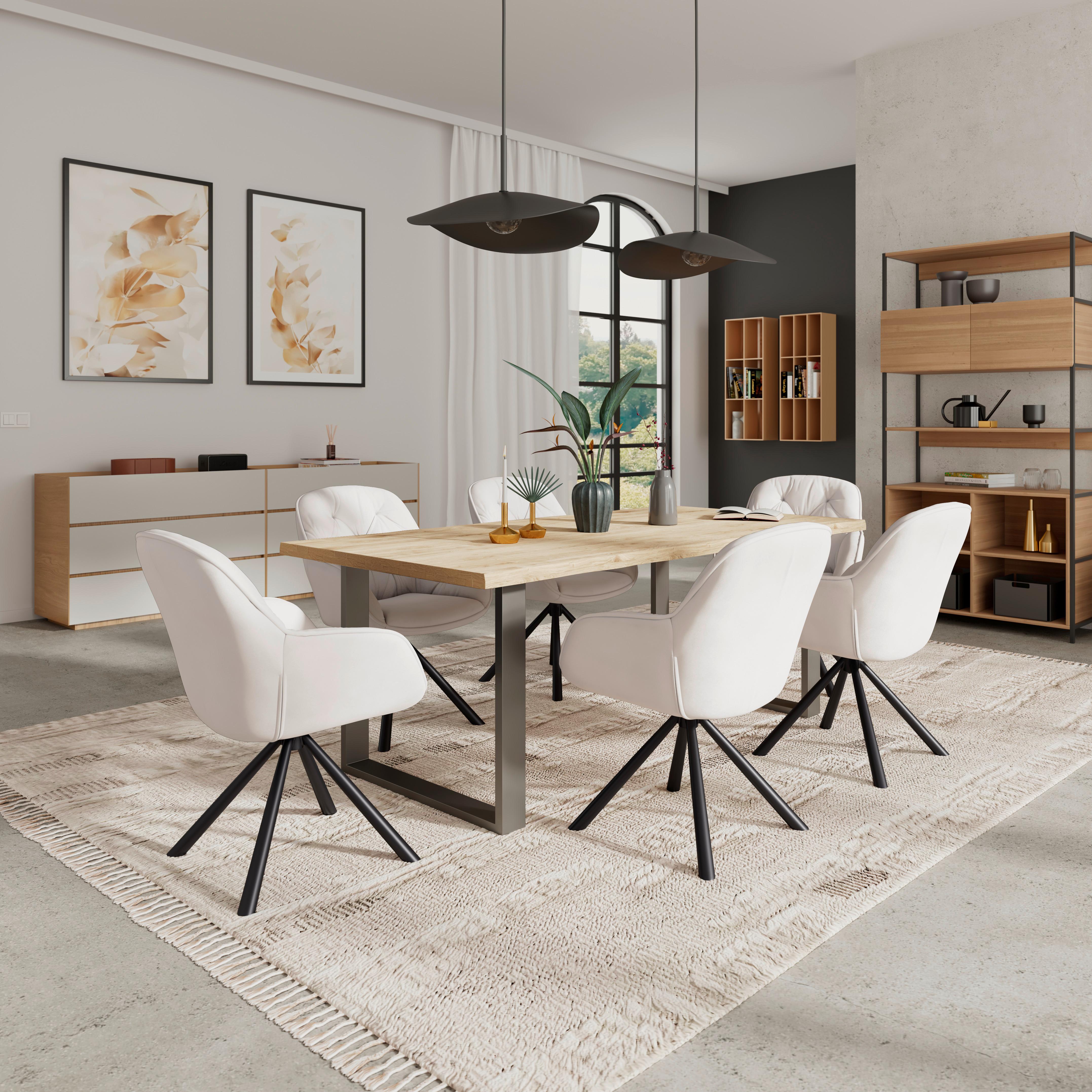 Armlehnstuhl Silvi Samt Beige 360° drehbar - Beige/Schwarz, KONVENTIONELL, Textil/Metall (62/85/62cm)