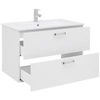 Waschbecken Mit Unterschrank B: 81 Cm Weiß - Weiß Hochglanz/Weiß, KONVENTIONELL, Keramik/Holzwerkstoff (81/56/46,5cm) - Ondega