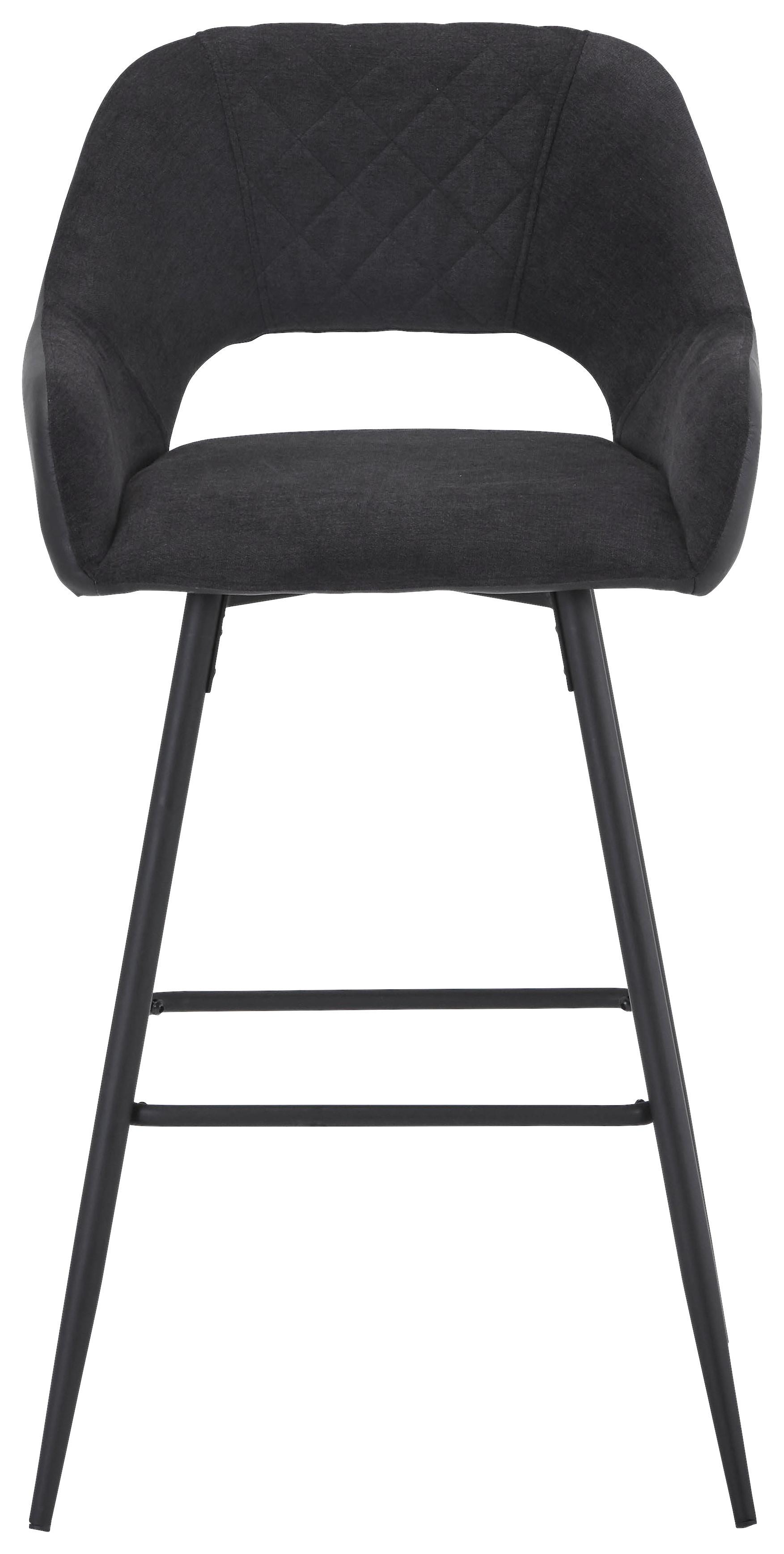 Barhocker-set 2er Mit Lehne Porto Anthrazit/schwarz - Anthrazit/Schwarz, MODERN, Textil/Metall (52/102/56cm) - MID.YOU