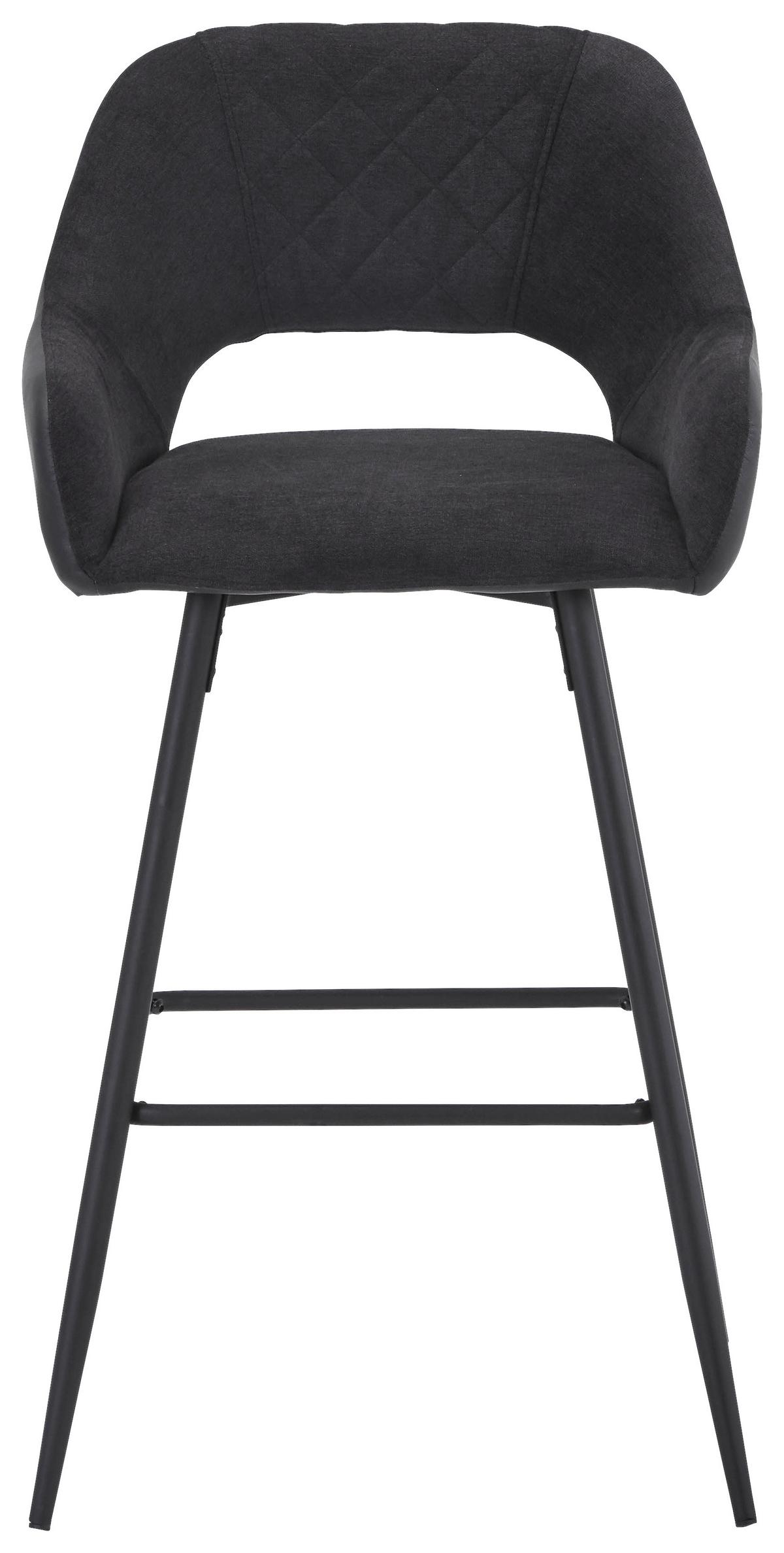 Barhocker-set 2er Mit Lehne Porto Anthrazit/schwarz - Anthrazit/Schwarz, MODERN, Textil/Metall (52/102/56cm) - MID.YOU