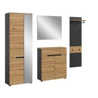 Garderobe Canu 4-teilig Eiche Artisan/grau B: 220 Cm - Eiche Artisan, Design, Holzwerkstoff (220/190/37cm) - Livetastic