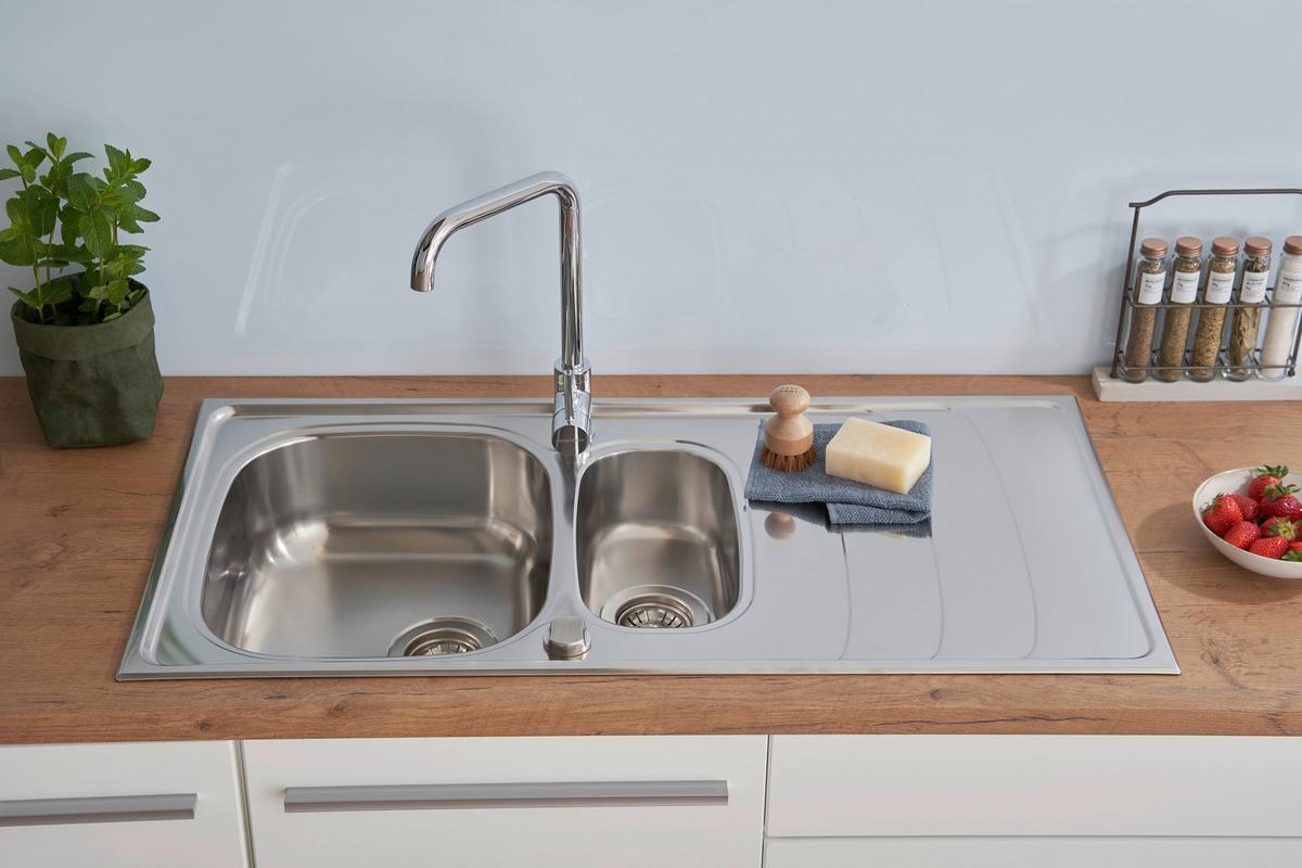 Spüle Respekta Edelstahl Bxt: 100x50 Cm - Edelstahlfarben, Trend, Metall (100/19/50cm) - Respekta