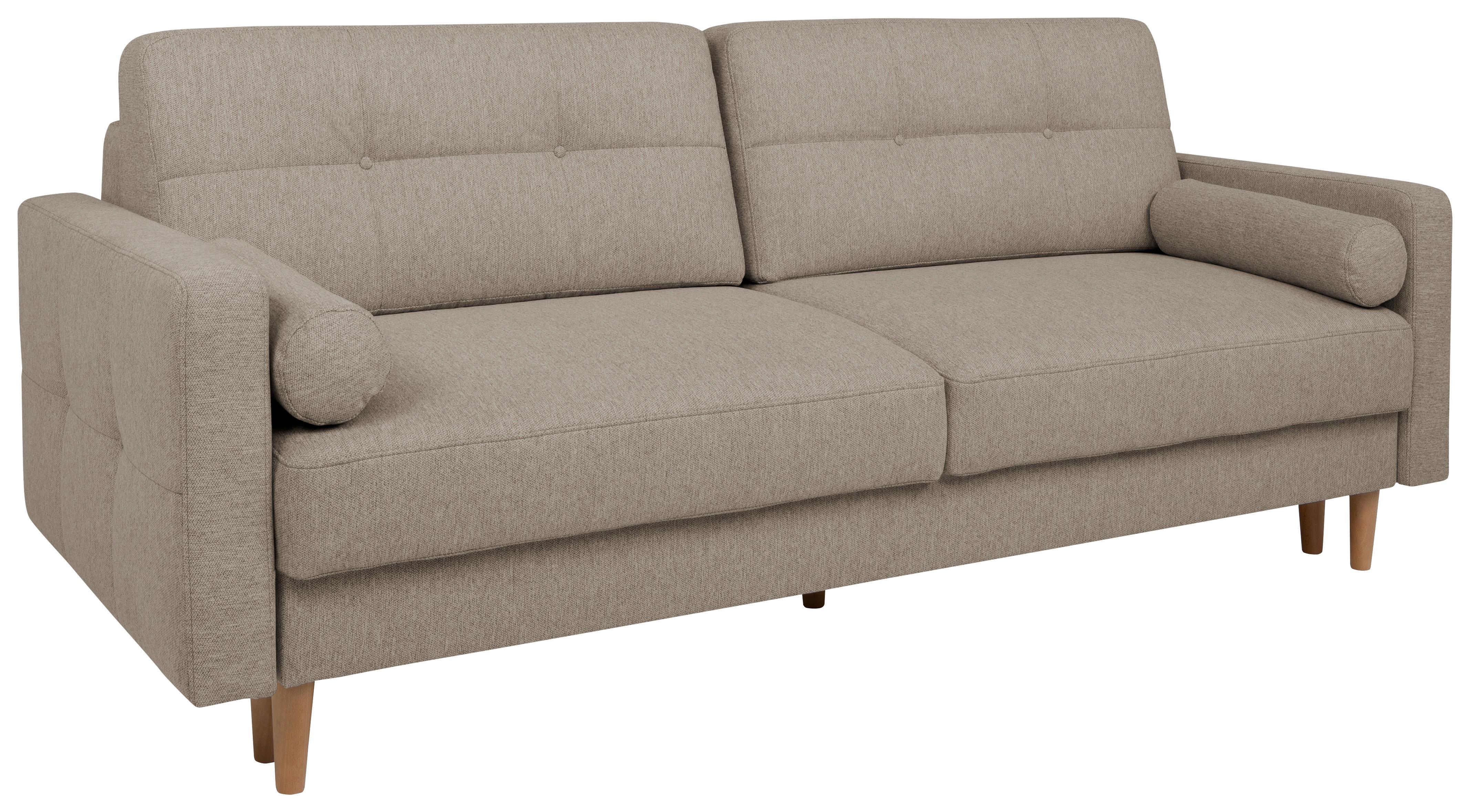 Schlafsofa Noret Beige B: 222 cm - Beige/Eiche Wotan, KONVENTIONELL, Textil (222/93/99cm) - MID.YOU