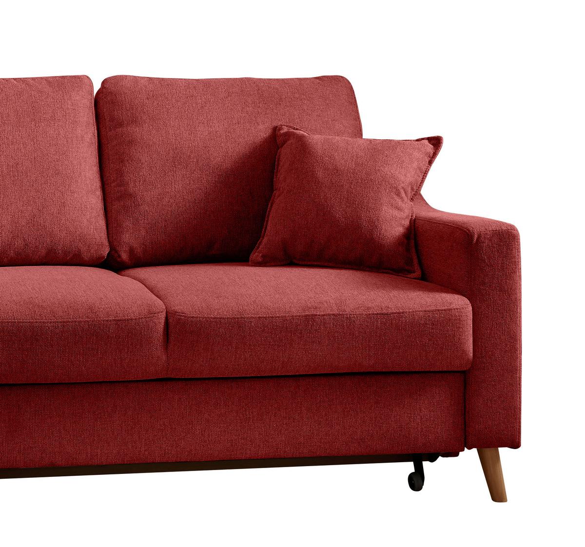 Ecksofa Valentina Rot S: 200x230 Cm - Rot/Naturfarben, KONVENTIONELL, Textil (200/230cm) - Livetastic