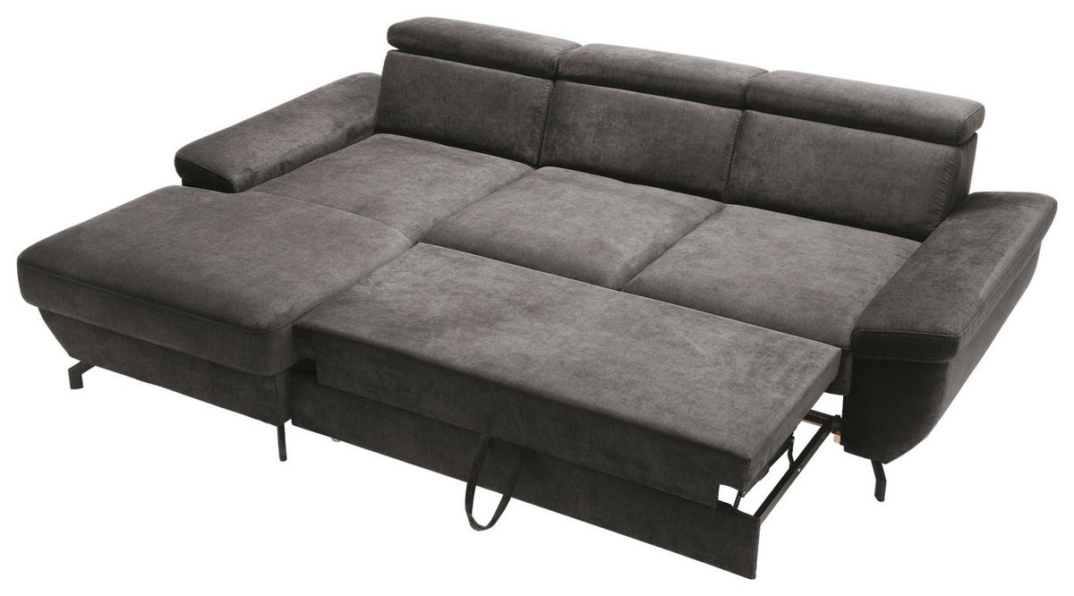 Ecksofa Rima - Anthrazit/Silberfarben, MODERN, Textil (182/262cm) - Trendmanufaktur
