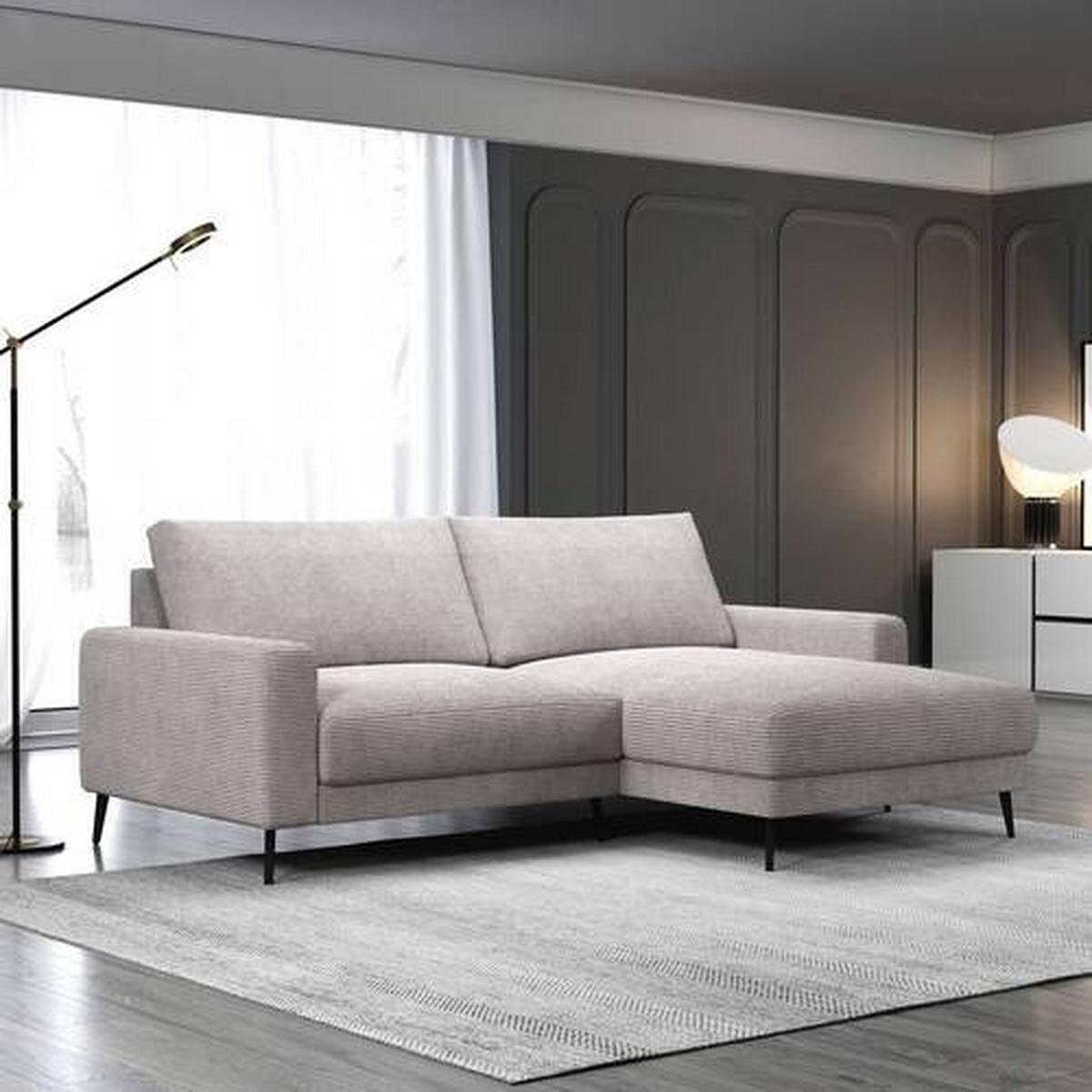 Univerzální sedačka CORA, béžový manšestr - černá/béžová, Moderní, kov/dřevo (223/86/161cm) - Mömax
