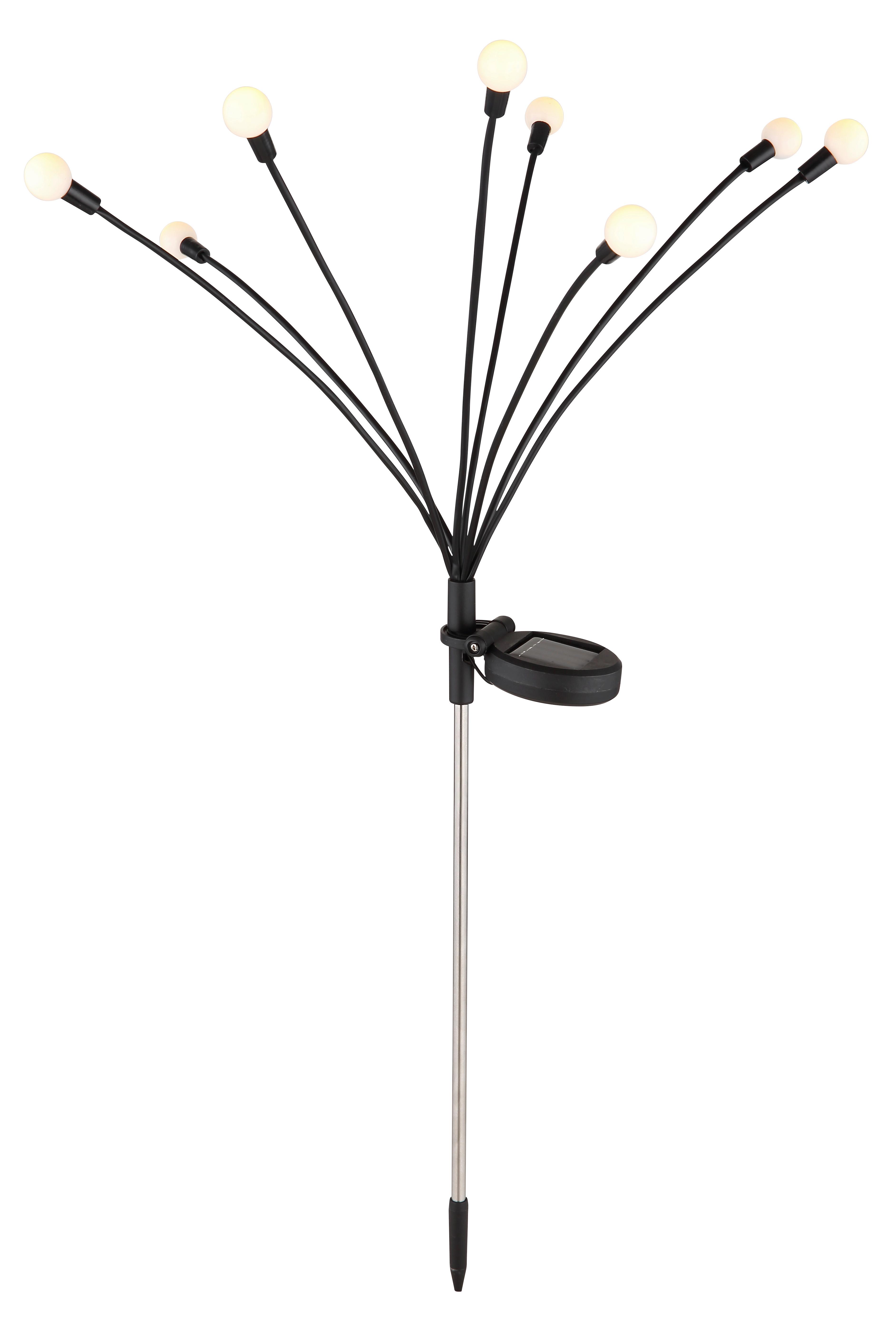 Solarleuchte mit Erdspieß Schwarz Barbara H: 70cm - Opal/Schwarz, KONVENTIONELL, Kunststoff/Metall (20/12/70cm) - Ondega