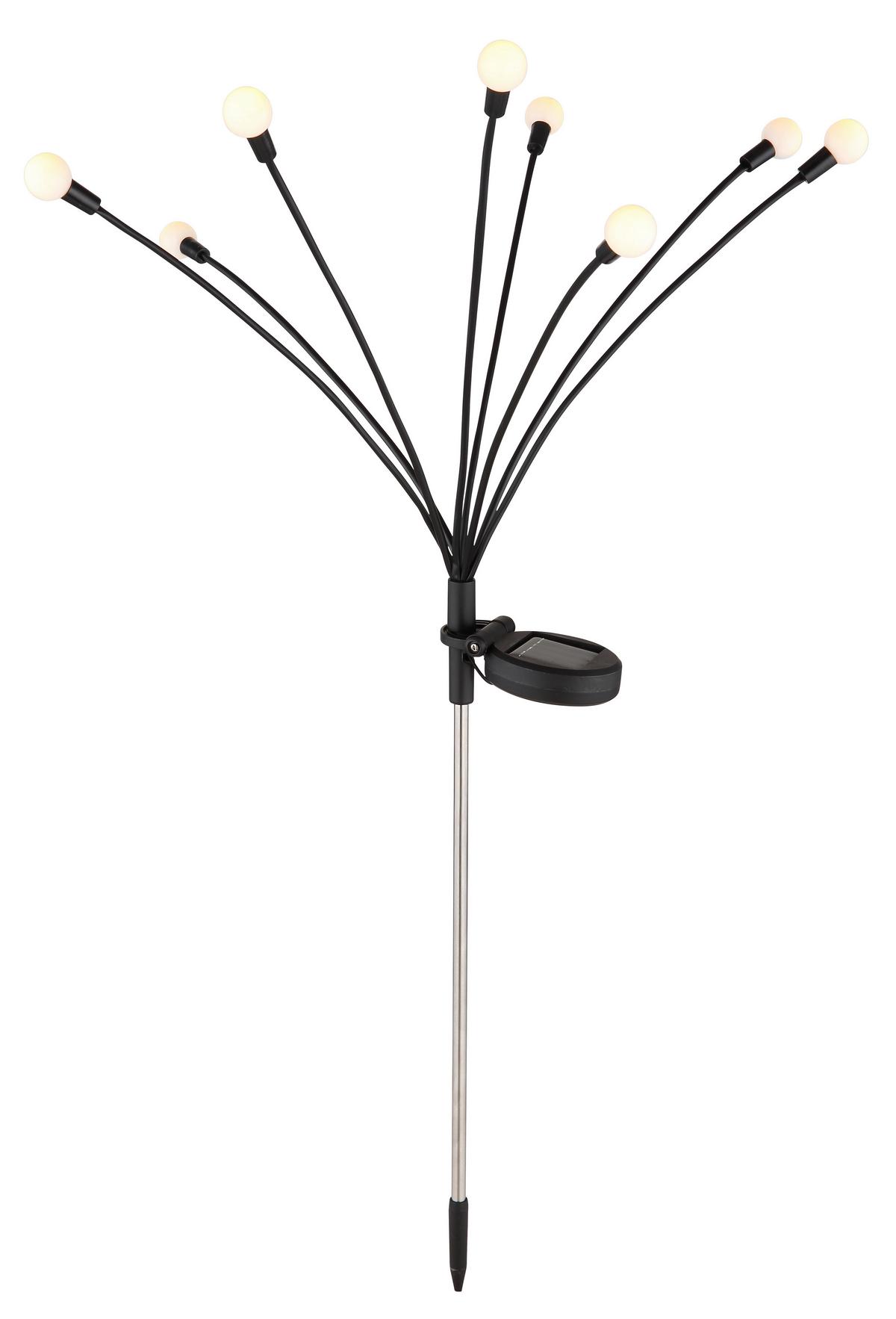 Solarleuchte mit Erdspieß Schwarz Barbara H: 70cm - Opal/Schwarz, KONVENTIONELL, Kunststoff/Metall (20/12/70cm) - Ondega