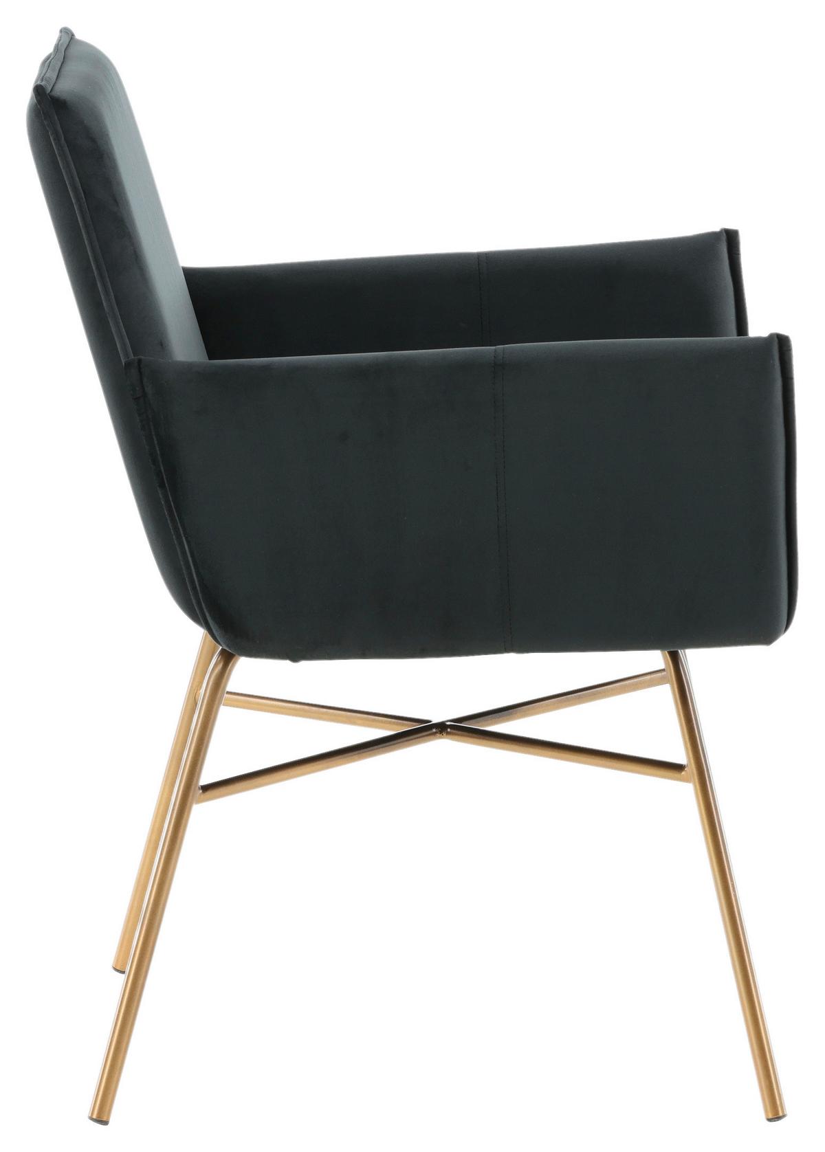 Stuhl Petra - Messingfarben/Schwarz, Design, Textil/Metall (57/87/60cm) - Livetastic
