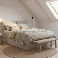 Boxspringová posteľ MOSAMO 180x200 cm, svetlosivá - čierna/svetlosivá, Modern, drevo/kompozitné drevo (180/200cm) - Bessagi Home