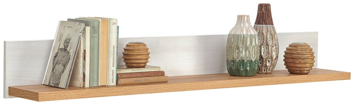 Wandregal Rovigio Weiß, Lärche Dekor B: 137 cm - Lärchefarben/Weiß, KONVENTIONELL, Holzwerkstoff (137/18/20cm) - Landscape