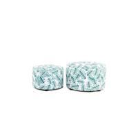 Stapelhocker Indira Flower Weiß Grün H: 32/36 cm 2er-Set - Weiß/Grün, Basics, Kunststoff/Textil (45+58cm) - Kayoom