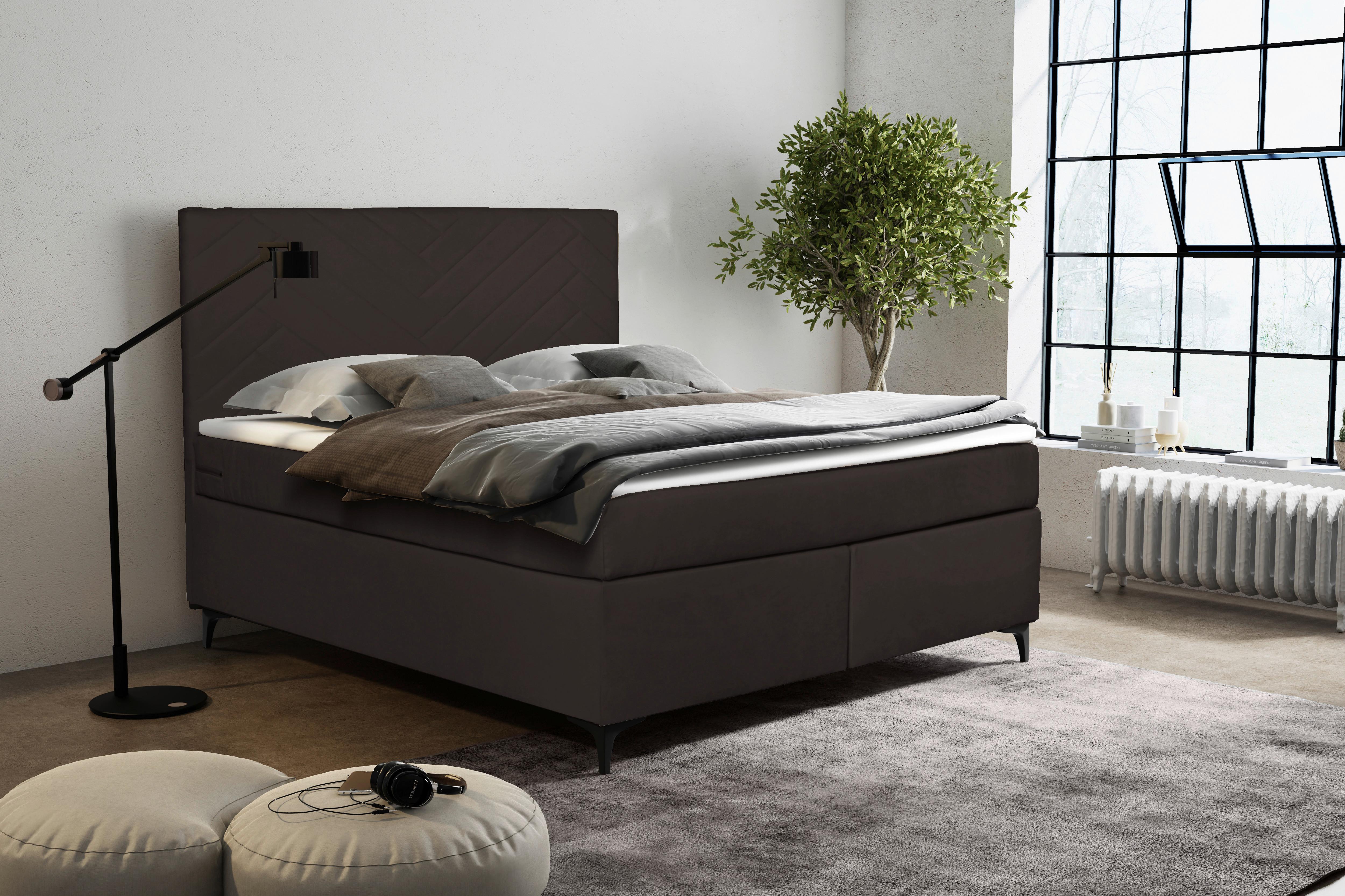 Boxbett Mit Topper 140x200 Cm Evan Braun - Schwarz/Braun, Basics, Holz/Textil (140/200cm) - P & B