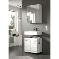Badezimmer Scout Weiß HG, B: 60 cm - Weiß Hochglanz/Schwarz, Trend, Glas/Holzwerkstoff (60cm) - MID.YOU
