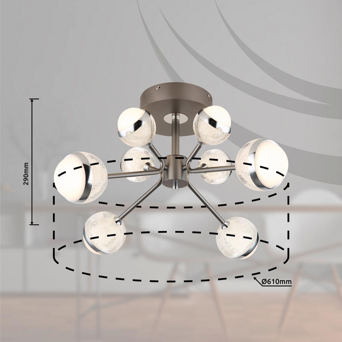 LED-Deckenleuchte 56011-8d - Klar/Titanfarben, KONVENTIONELL, Kunststoff/Metall (61/29cm) - Globo
