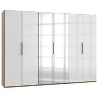 Šatníková skriňa LEVEL 36 D - biela s vysokým leskom/farba duba, Modern, kompozitné drevo (300/216/58cm) - MID.YOU