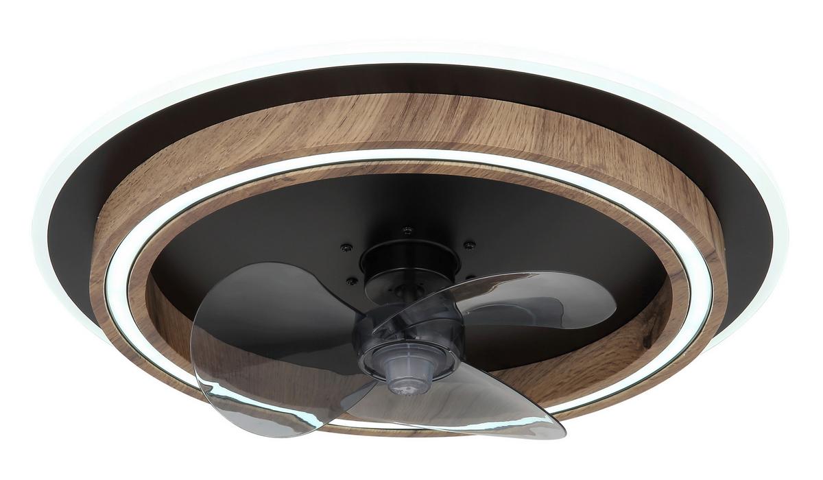 Mennyezeti Ventilátor 03655 - sötétbarna/fekete, Natur, műanyag/faalapú anyag (50/13,5cm) - Globo