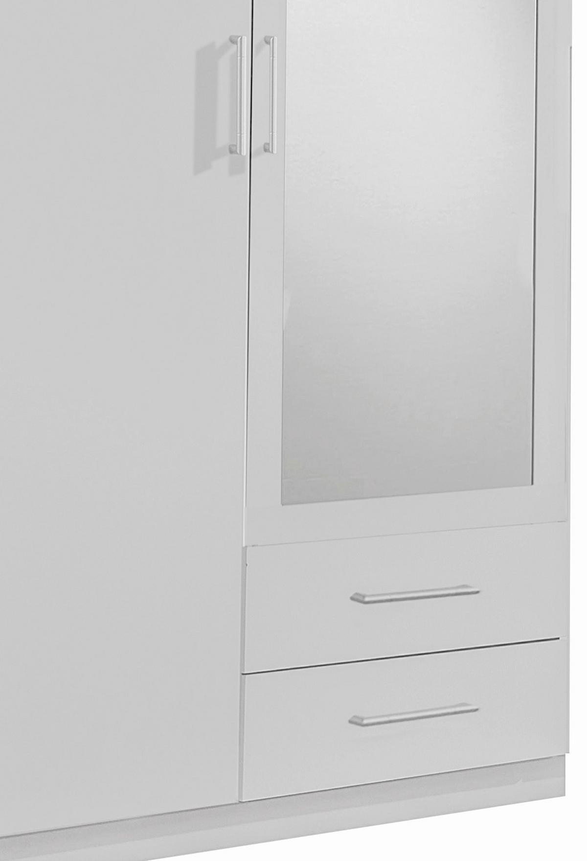 Drehtürenschrank Mit Spiegel 90cm Osaka, Weiß Dekor - Weiß, KONVENTIONELL, Glas/Holzwerkstoff (90/199,5/58cm) - MID.YOU