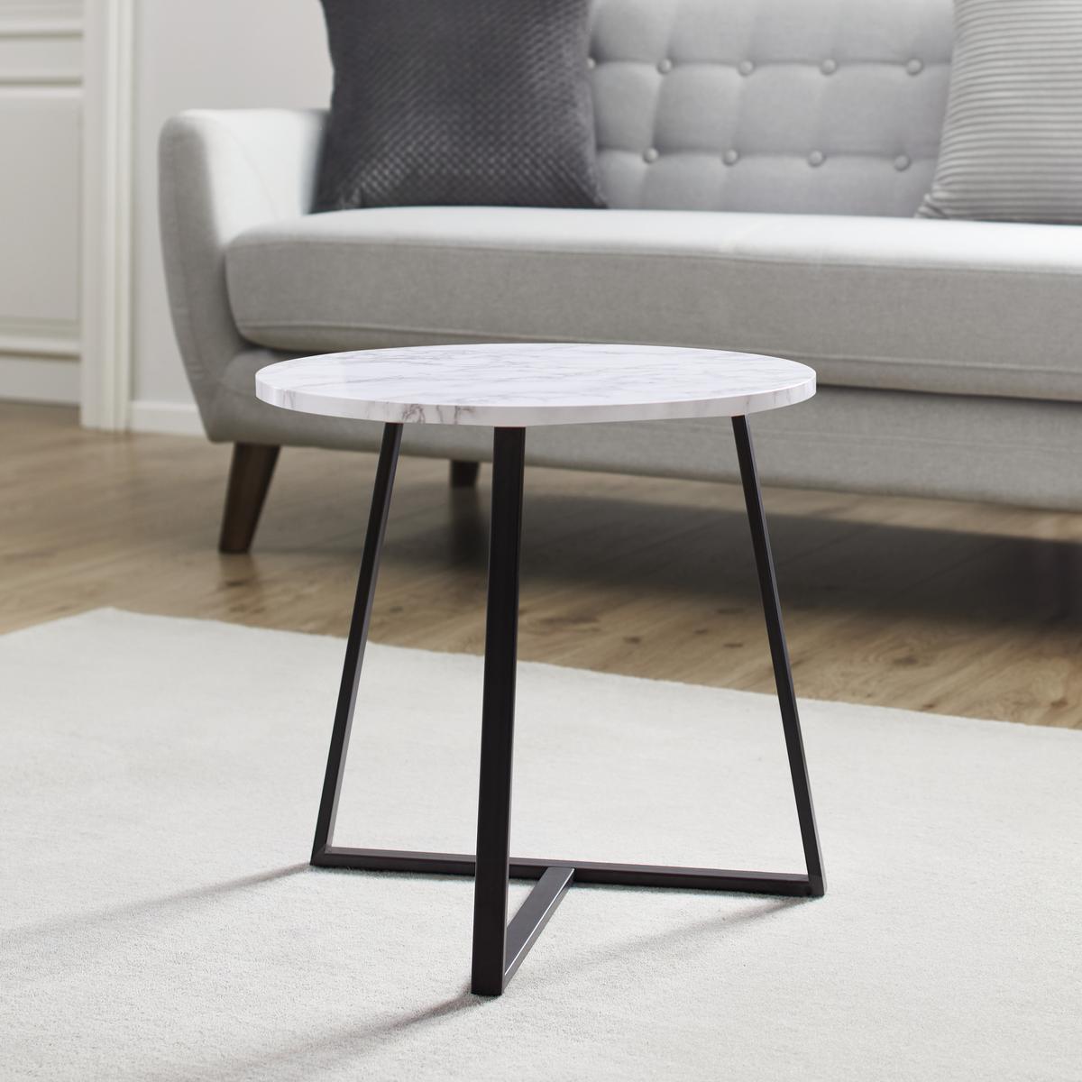 Konferenční stolek Silvia - bílá/černá, Moderní, kov/kompozitní dřevo (45/45/45cm) - Bessagi Home