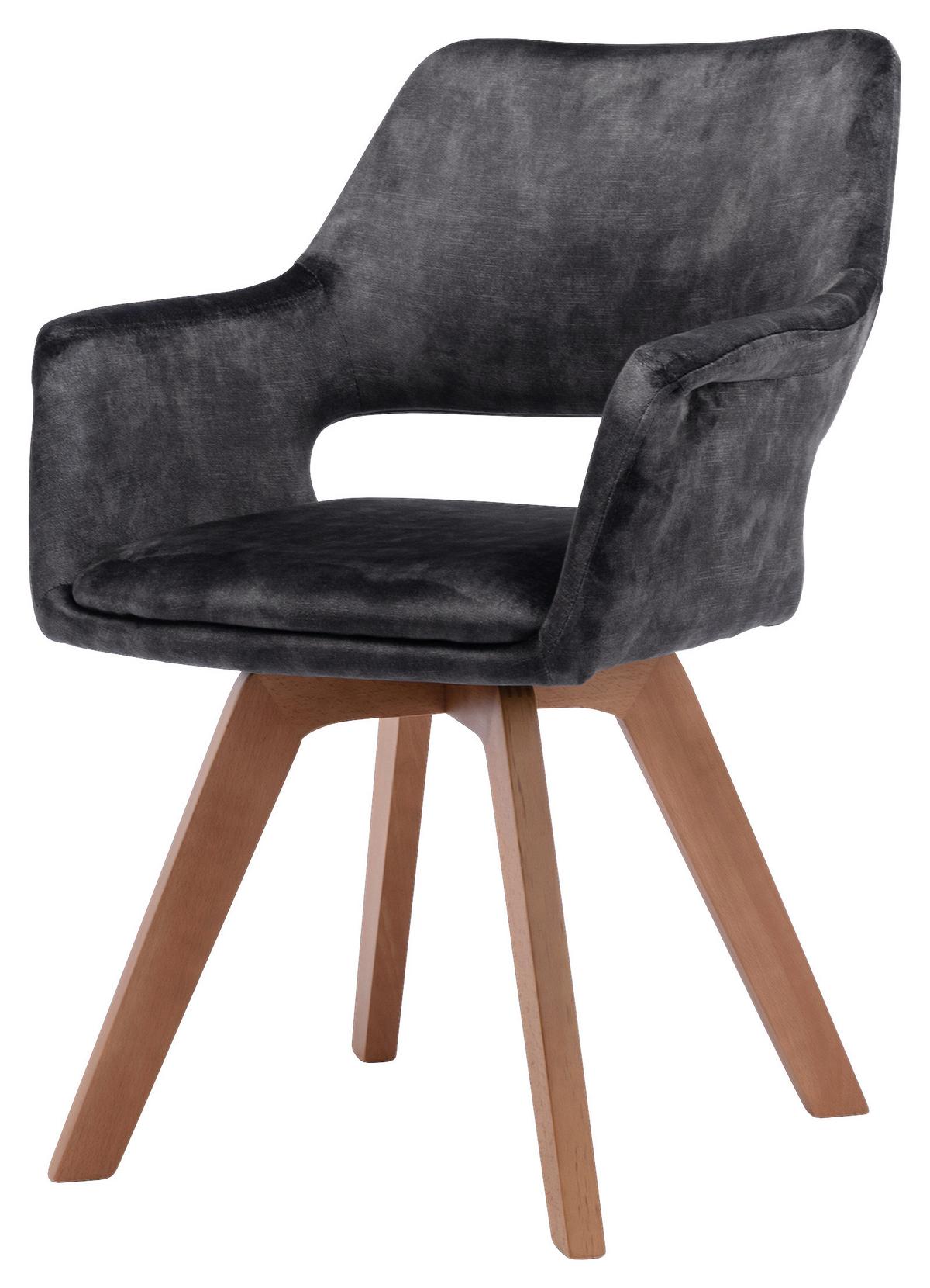 Esszimmerstuhl Klara Anthrazit /eichefarben 2-Er Set - Eichefarben/Anthrazit, Basics, Holz/Textil (52/89/63,5cm) - MID.YOU