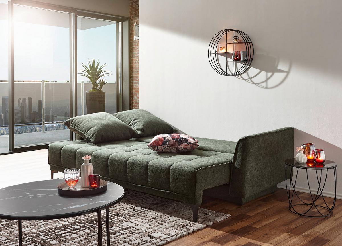 Schlafsofa Level - Schwarz/Grün, Design, Textil (235/70/108cm) - Livetastic