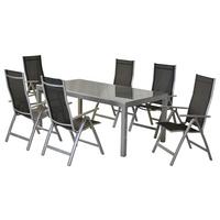 Gartenset Carrara - Silberfarben/Schwarz, MODERN, Textil/Metall - Gardenson