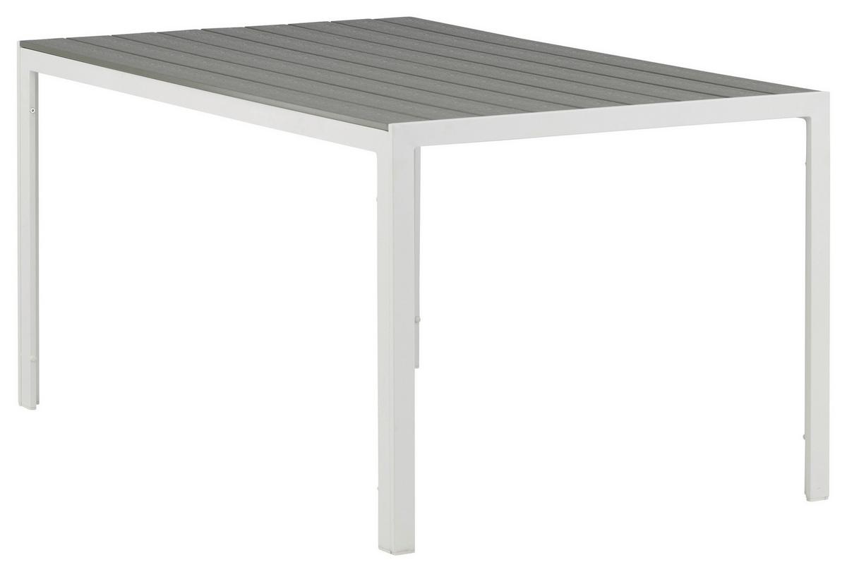 Gartentisch Break Aluminium L: 150cm - Weiß/Grau, KONVENTIONELL, Holz/Metall (150/90/75cm) - Gardenson