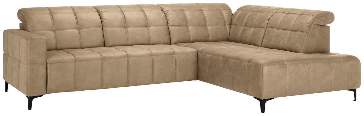 Rohová sedačka PANAMA, pravá, béžová - černá/béžová, Konvenční, kov/textil (304/216cm) - Premium Living