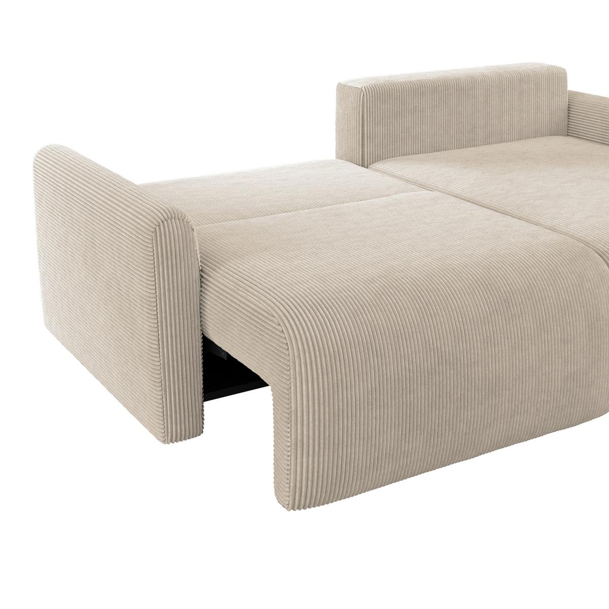 Ecksofa Mit Schlaffunktion & Bettkasten Josh Beige Cord - Beige, Trend, Textil (229/146cm)