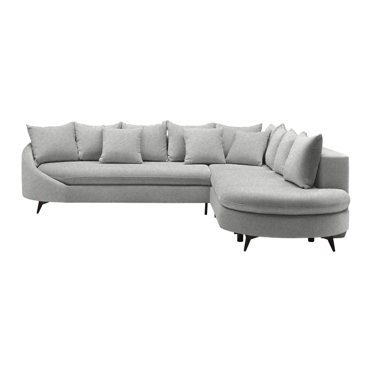 Rohová sedačka AXEL, pravá, světle šedá tkanina - černá/světle šedá, Moderní, kov/textil (291/250cm) - Mömax