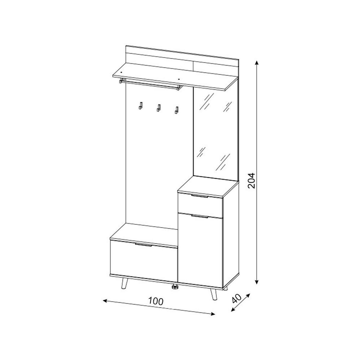 Predsieňový nábytok Amando 1, š: 100 cm, kašmírová - kašmírová, Konventionell, kompozitné drevo (100/204/40cm)