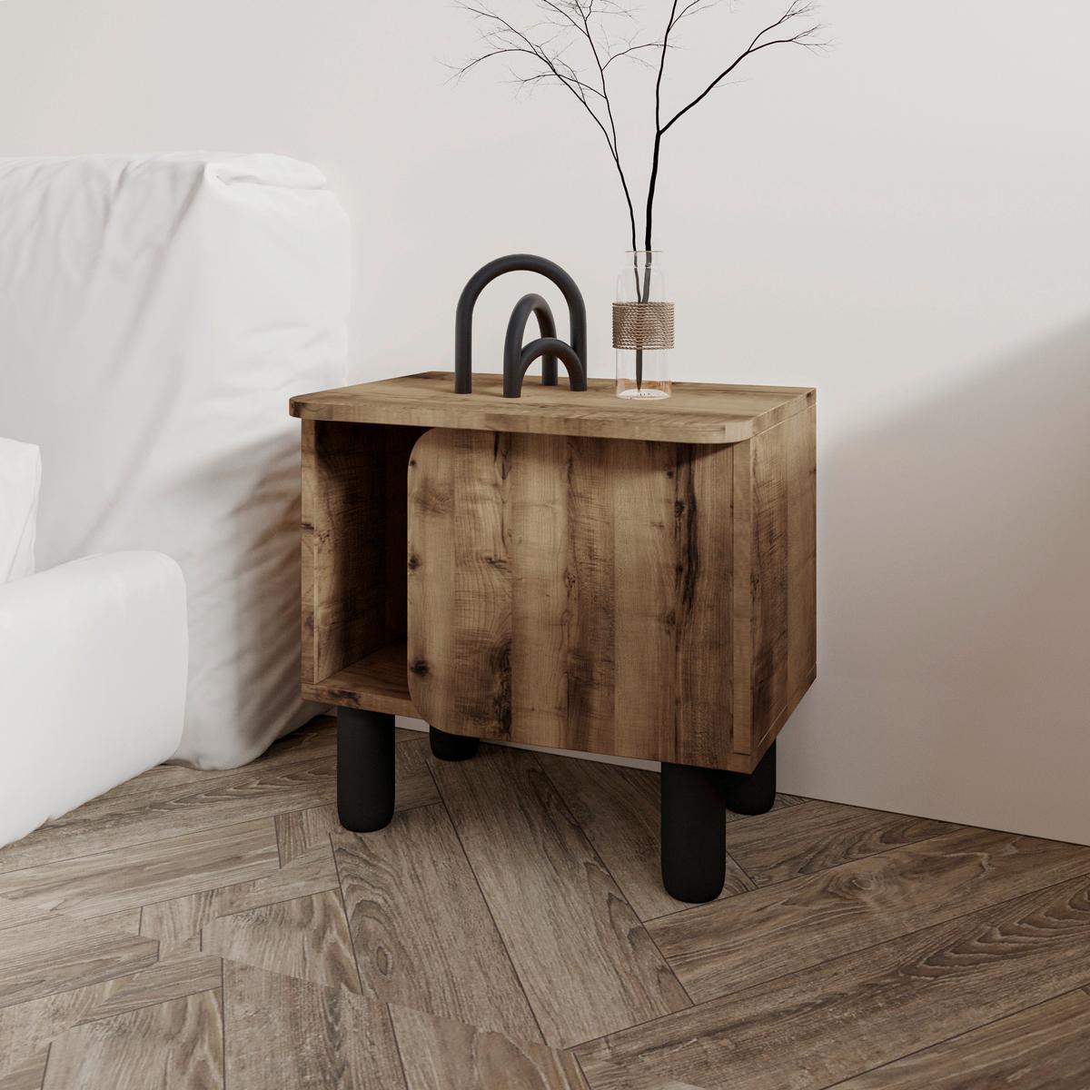 NACHTTISCH River Nussbaumfarben B: 50cm - Nussbaumfarben, Design, Holzwerkstoff (50/30/49cm) - Livetastic