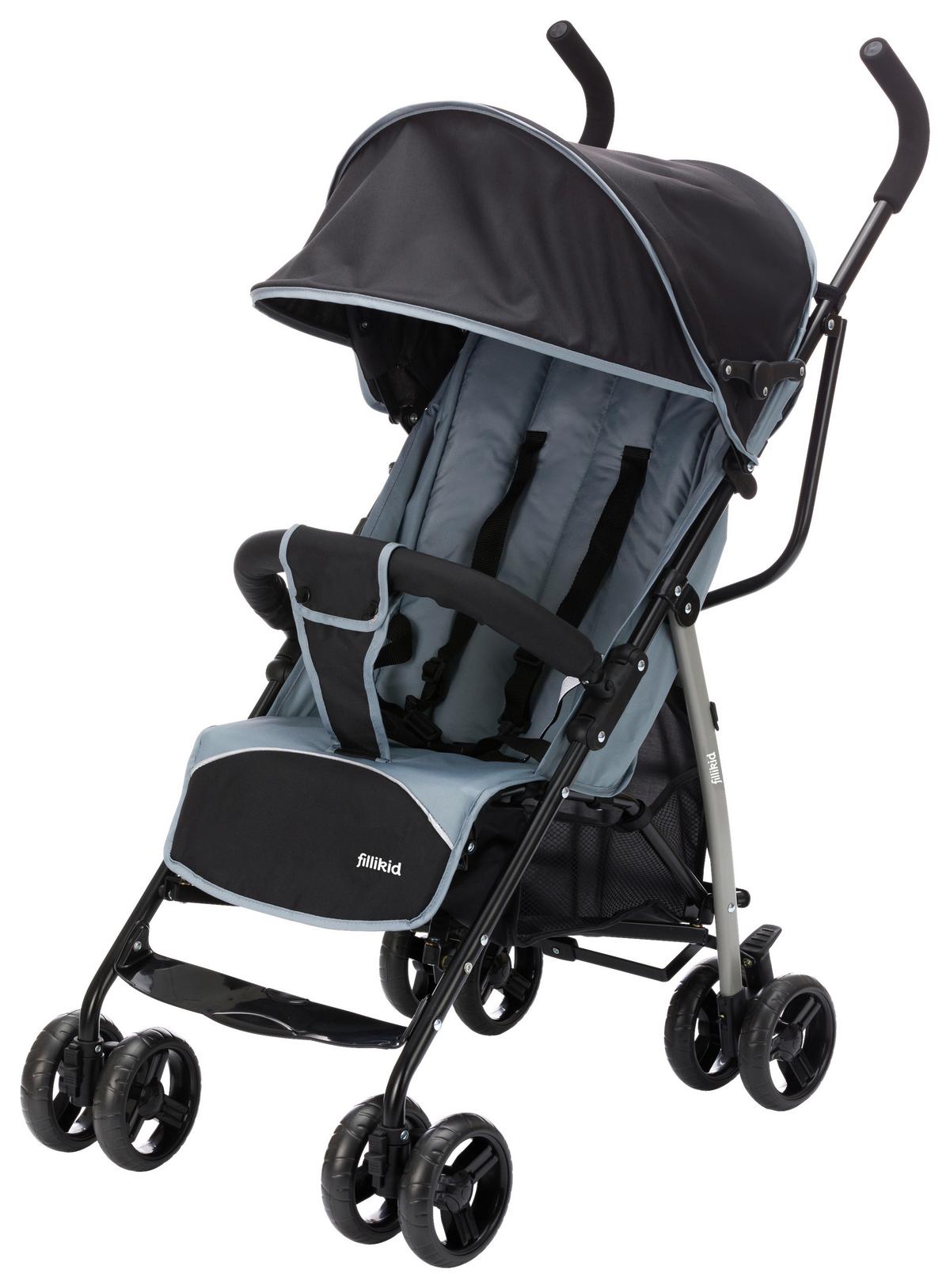 Buggy Glider Grau/Schwarz XL-Sonnendach - Schwarz/Grau, Kunststoff/Metall (38/98/80cm) - Fillikid