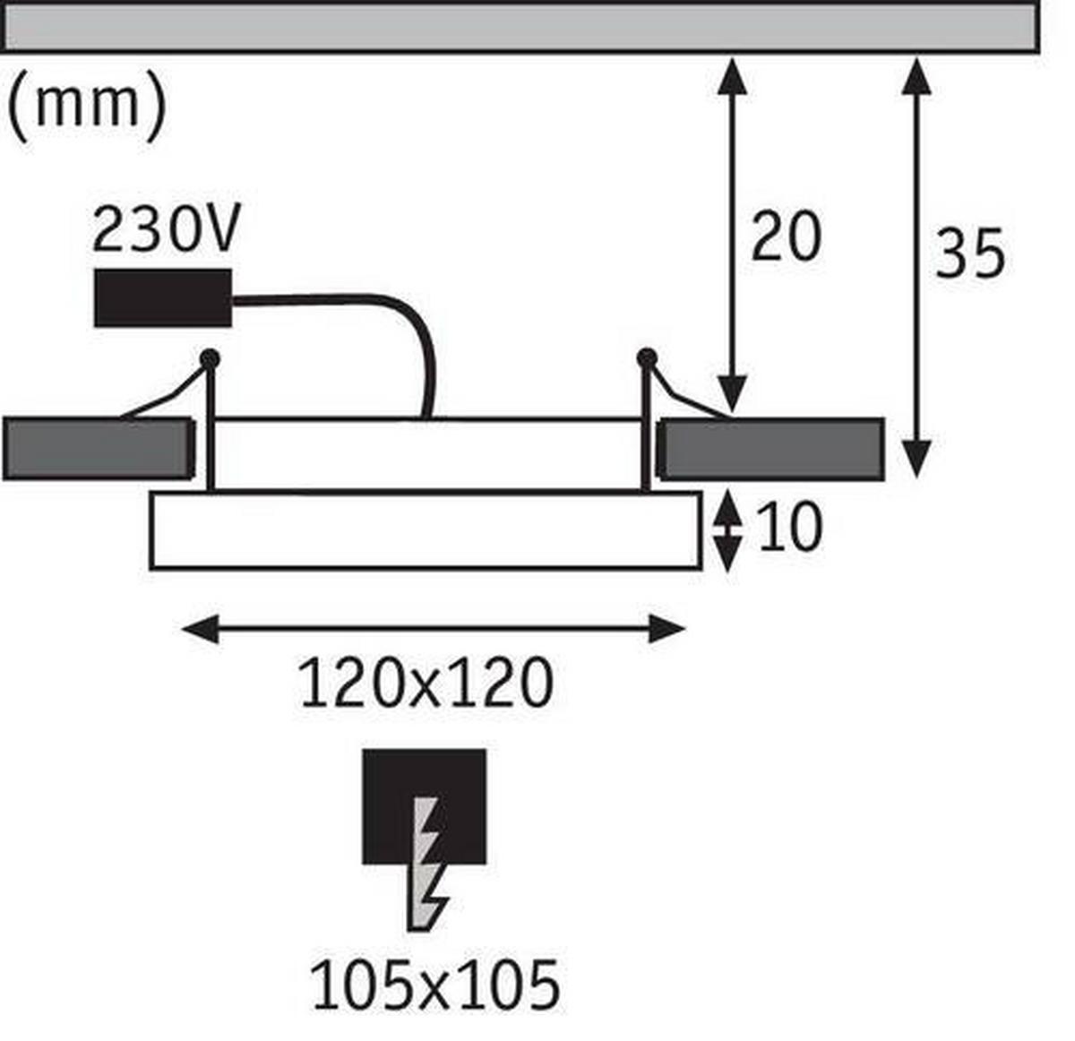 LED-Deckenleuchte L: 12 cm Weiß Matt Rechteckig - Weiß, Basics, Kunststoff (12/12cm) - Paulmann